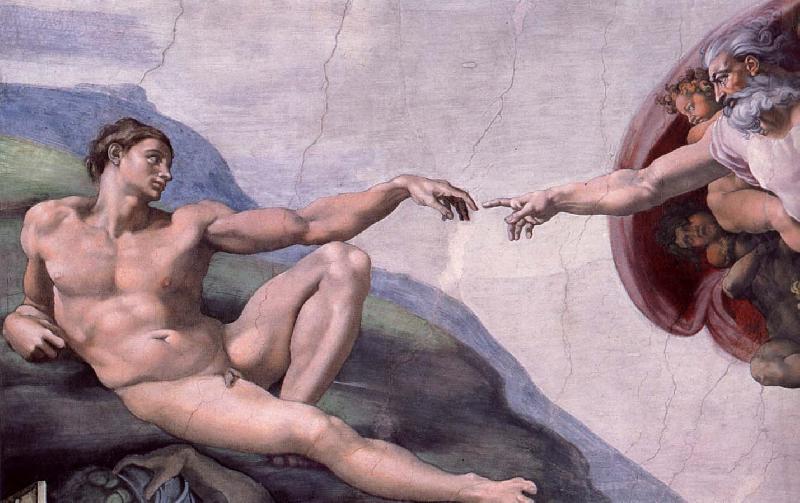 Michelangelo Buonarroti Adams creation  Fran Sistine Chapel ceiling oil painting image